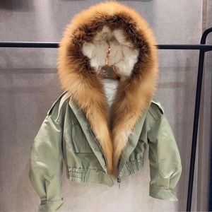 Cargo Style 100% Fur Cropped Parka